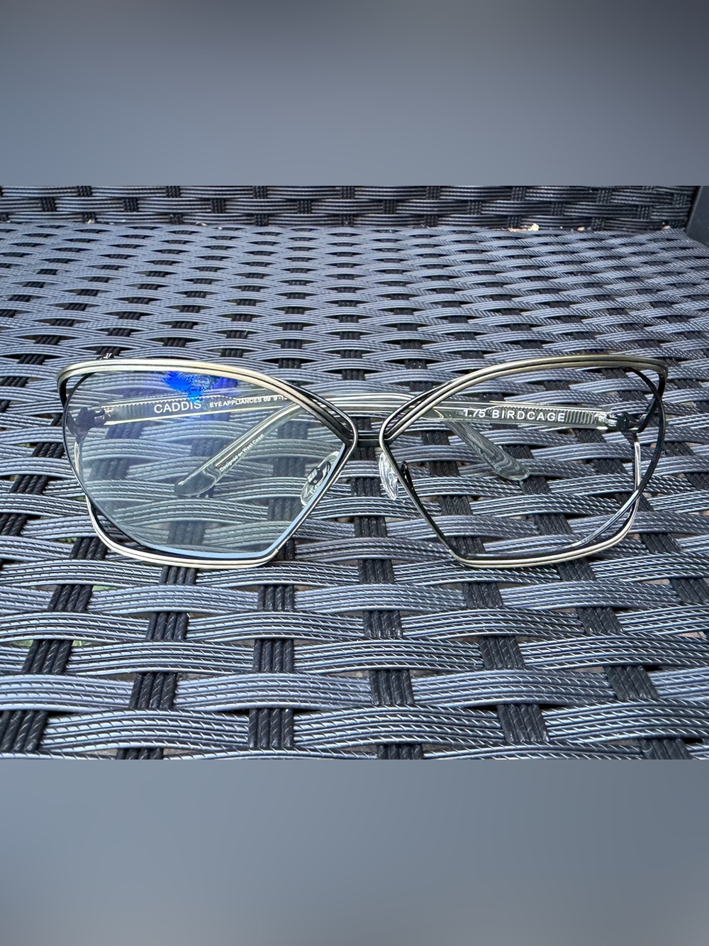 CADDIS Birdcage Eyeglass Frames 1.75 – Black / Clear – Frame Only